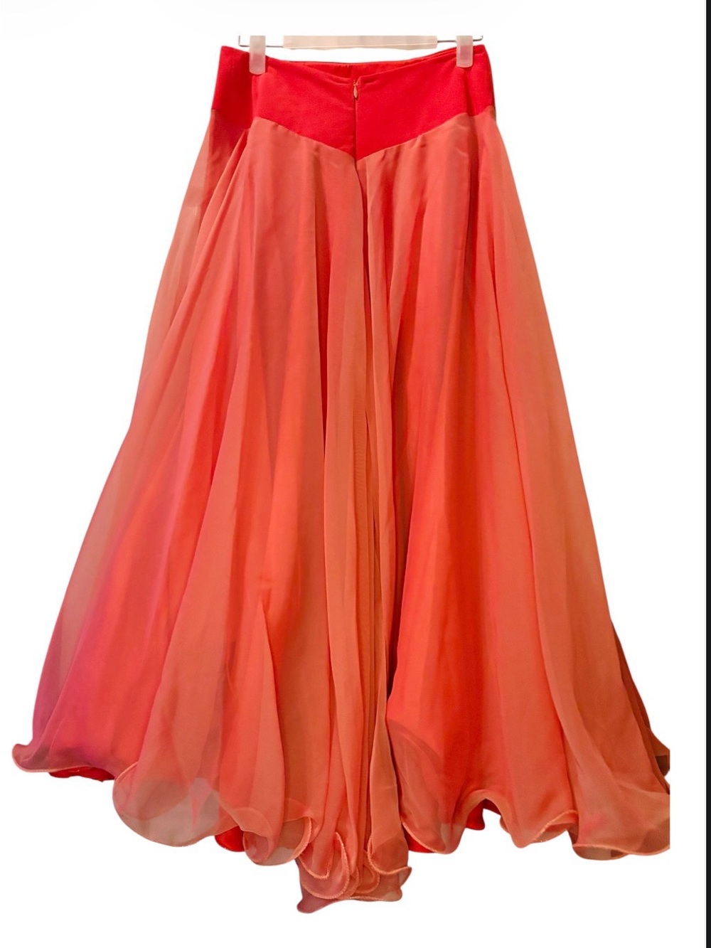 Handmade Coral Suede-Waist Tulle Chiffon Circle Maxi Skirt S/M - Picture 4 of 16